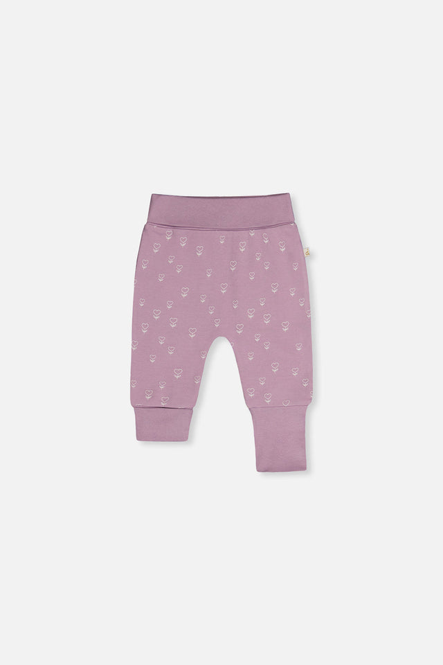 Organic Cotton Evolutive Pants Purple Floral Print-0