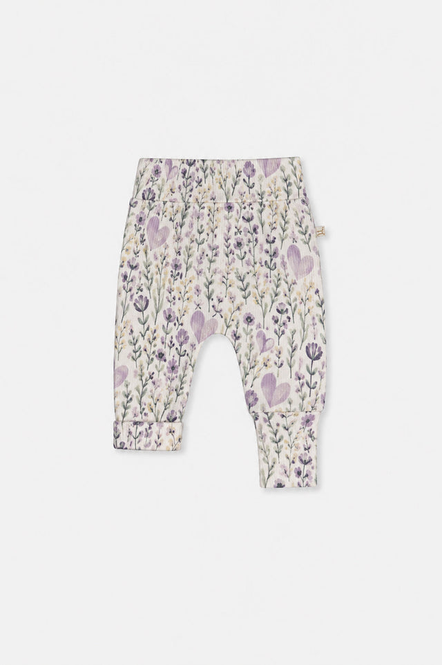 Organic Cotton Evolutive Pants Beige With Heart Print-0