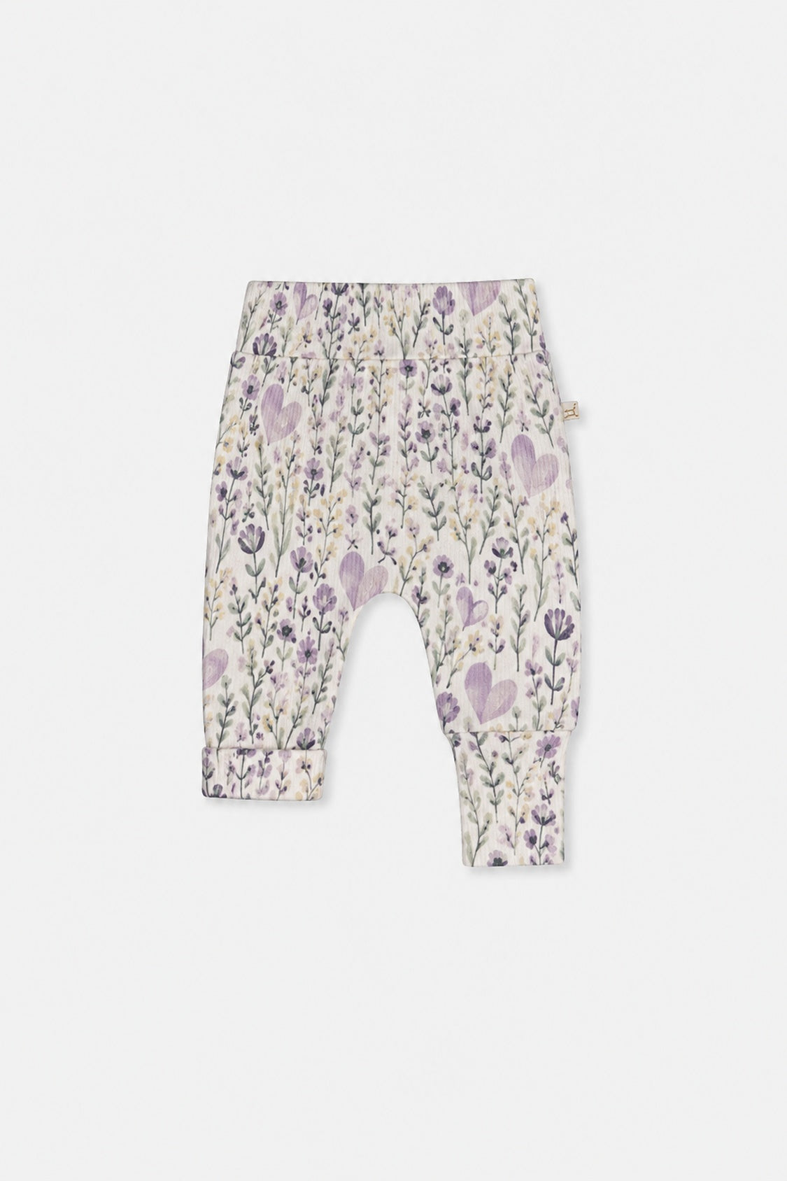 Organic Cotton Evolutive Pants Beige With Heart Print-1