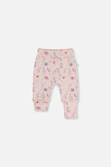 Organic Cotton Evolutive Pants Pink Printed Flowers-0