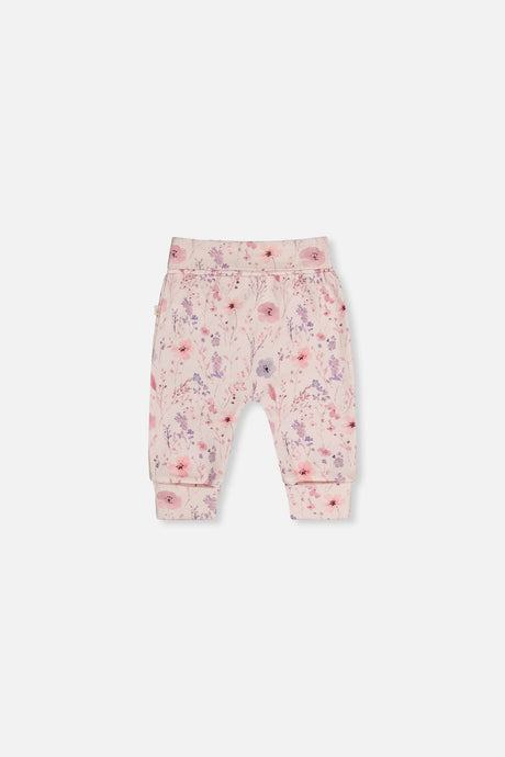 Organic Cotton Evolutive Pants Pink Printed Flowers-2