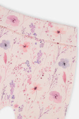 Organic Cotton Evolutive Pants Pink Printed Flowers-3