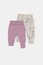 Two Pack Organic Cotton Evolutive Pants Purple Floral Print-0
