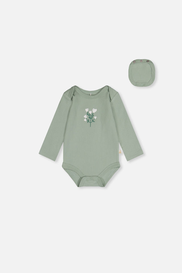 Organic Cotton Onesie Greyish Green-0