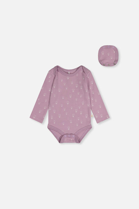 Organic Cotton Onesie Purple Floral Print-0