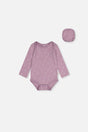 Organic Cotton Onesie Purple Floral Print-0