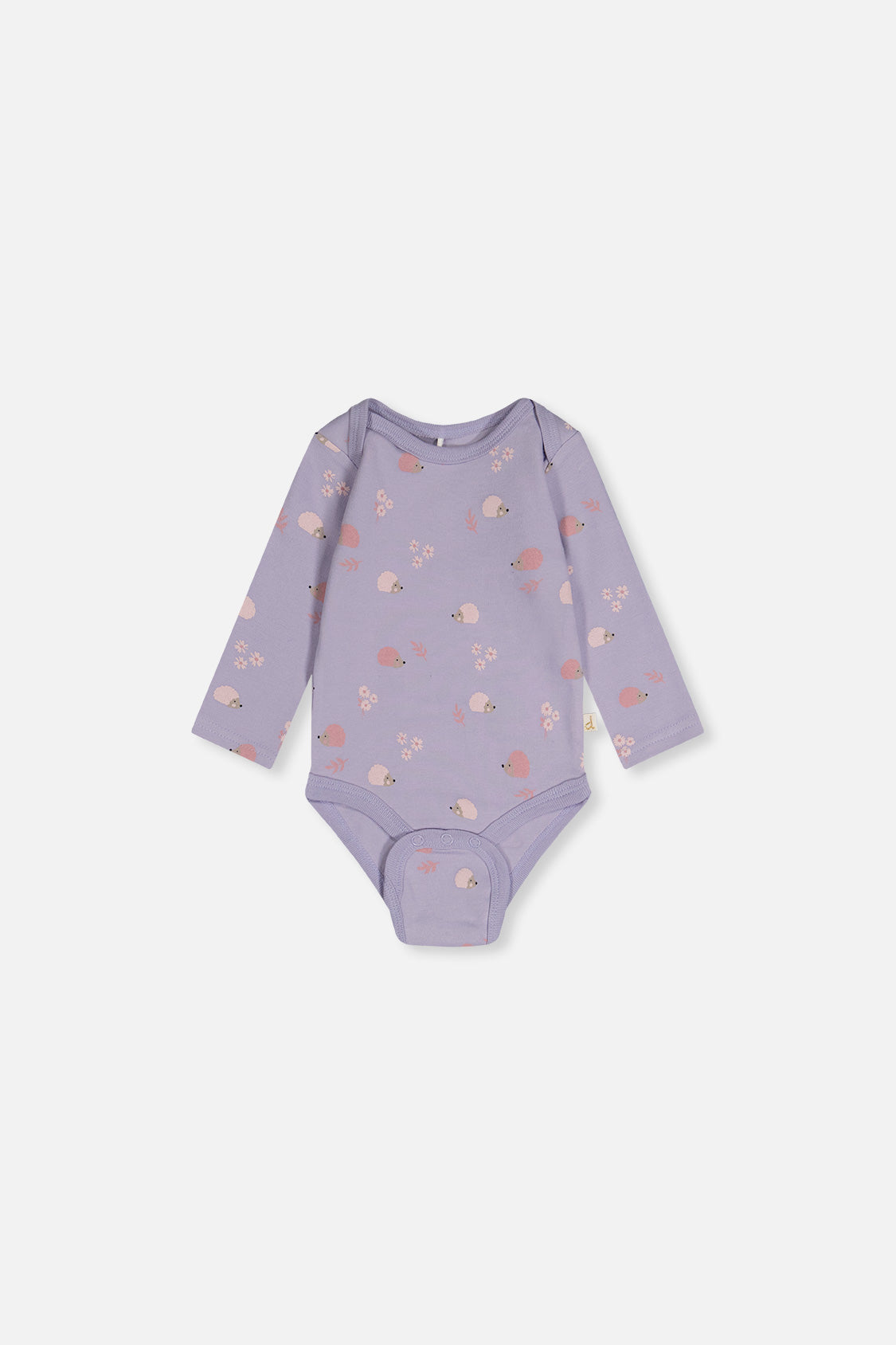 Organic Cotton Onesie Purple Hedgehog Print-2