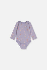Organic Cotton Onesie Purple Hedgehog Print-2