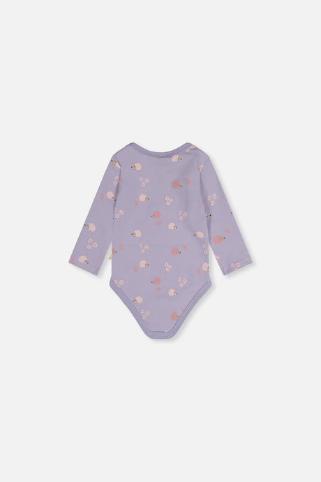 Organic Cotton Onesie Purple Hedgehog Print-3