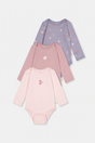 Three Pack Organic Cotton Onesie Purple Hedgehog Print-0