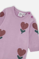 Knitted Intarsia Romper Lilac-3