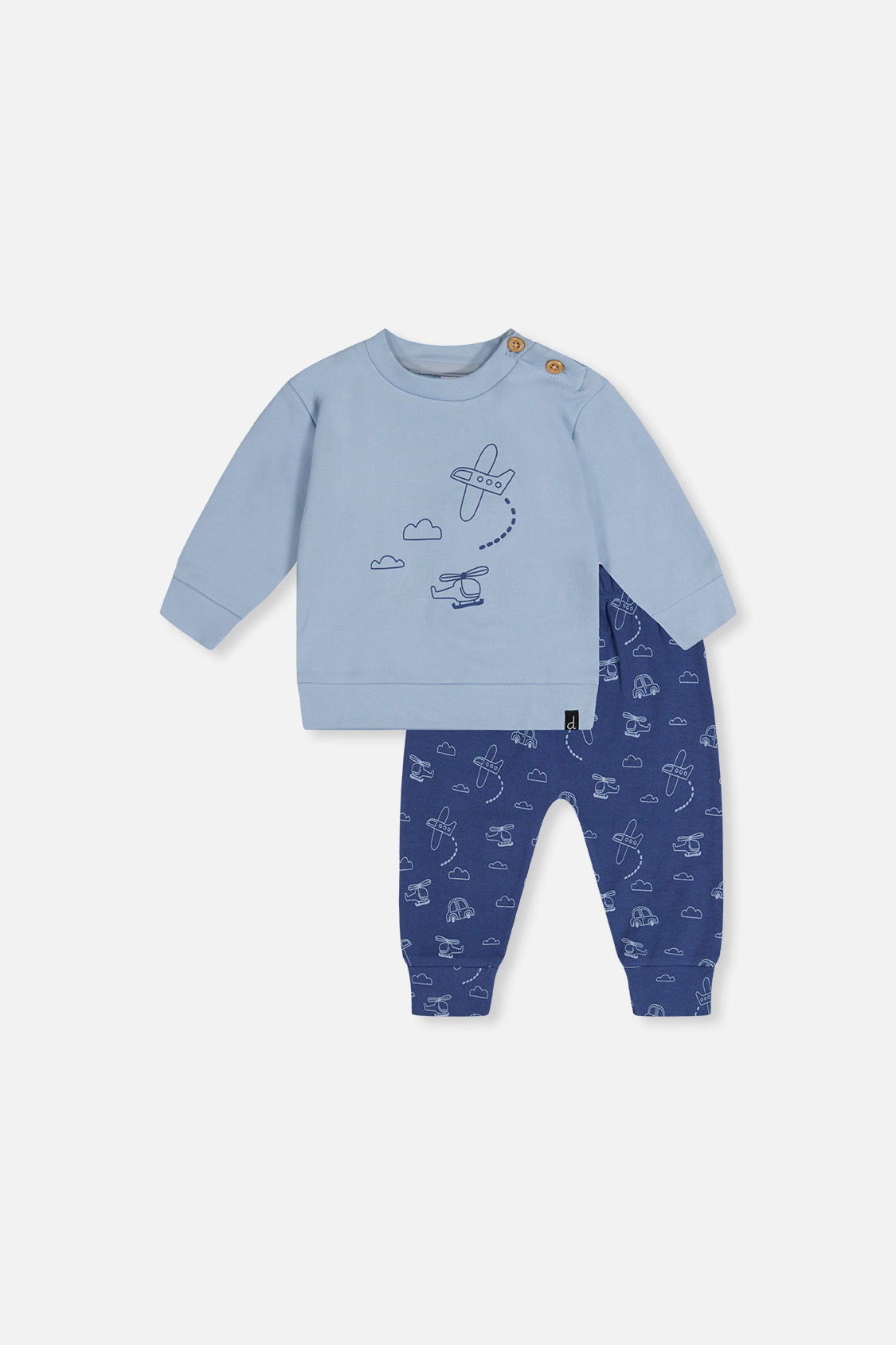 Organic Cotton Pants And Top Set Sky Blue-0