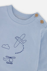 Organic Cotton Pants And Top Set Sky Blue-3