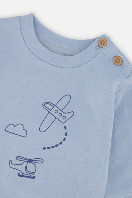 Organic Cotton Pants And Top Set Sky Blue-3