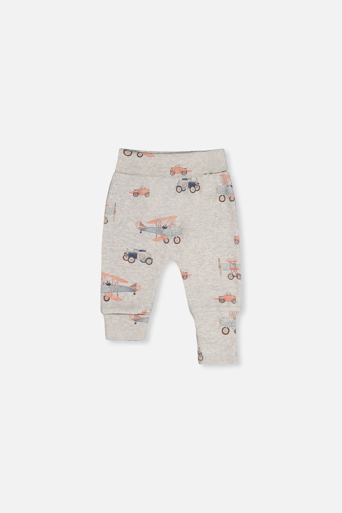 Organic Cotton Evolutive Pants Beige Printed Airplanes-0