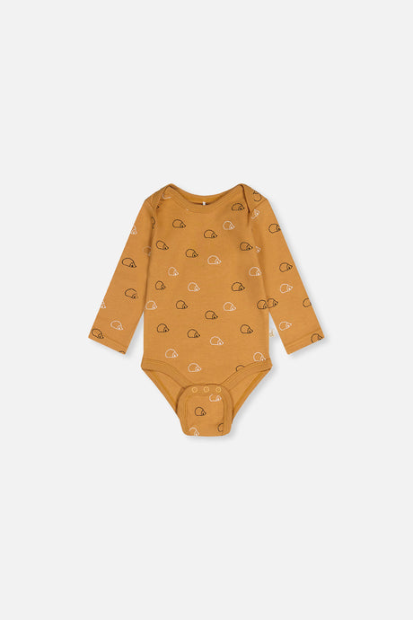 Organic Cotton Onesie Brown Printed Hedgehogs-2