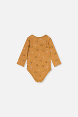 Organic Cotton Onesie Brown Printed Hedgehogs-3