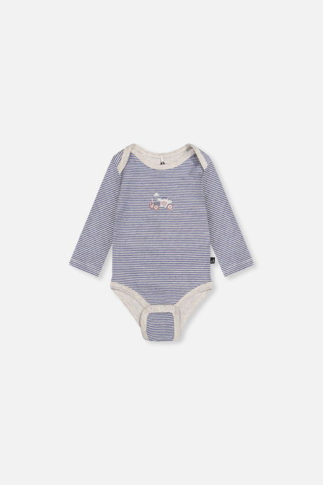 Organic Cotton Onesie Blue Printed Stripes-2