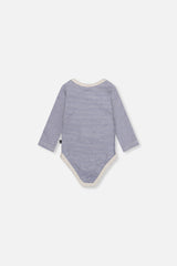 Organic Cotton Onesie Blue Printed Stripes-3
