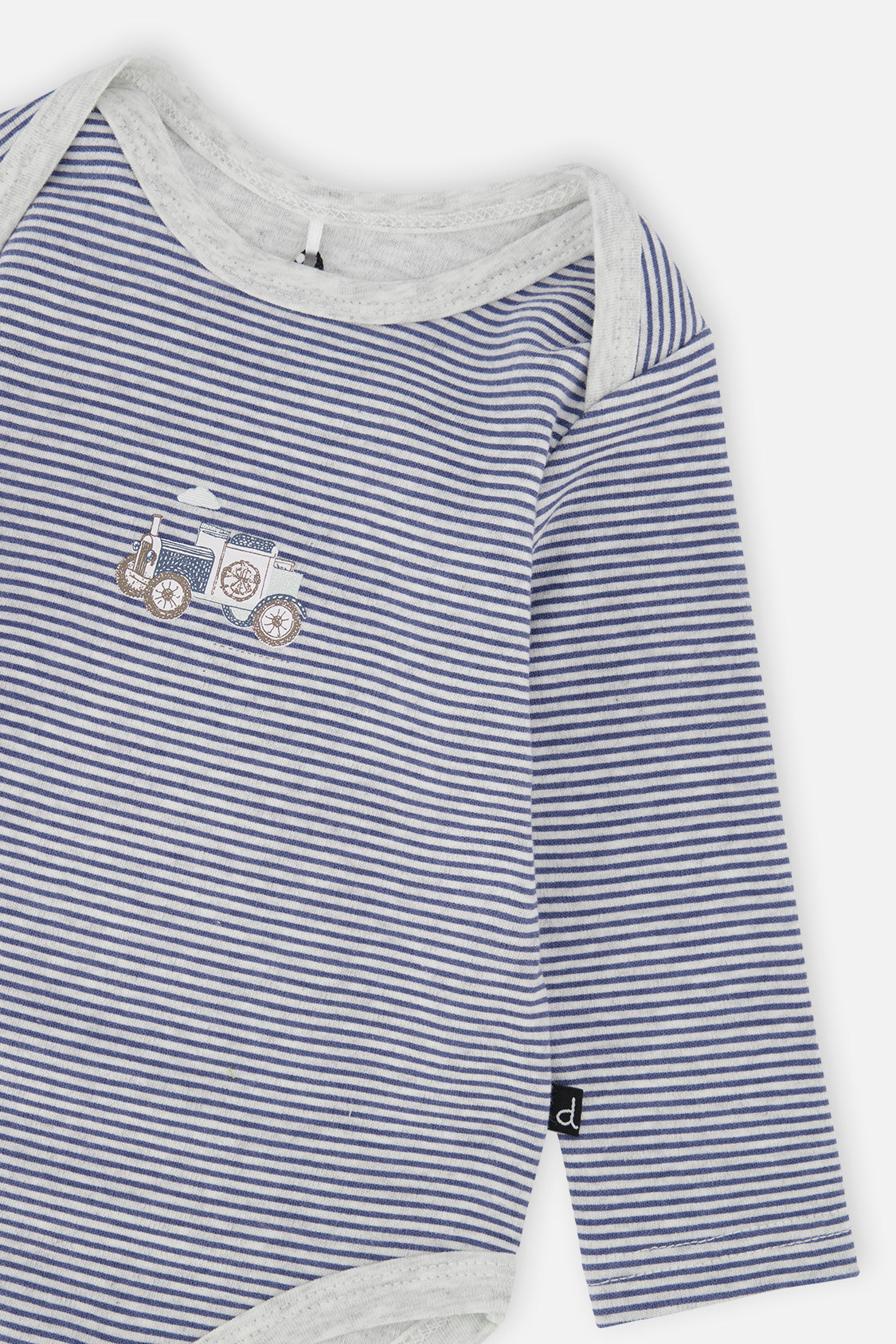 Organic Cotton Onesie Blue Printed Stripes-4