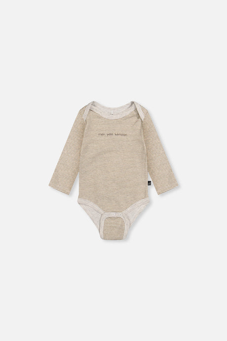 Organic Cotton Onesie Brown And White Stripes-1
