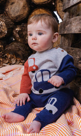 Knitted Top And Pants Set Blue And Orange-1