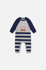 Knitted Intarsia Romper Blue And Orange-0