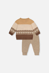Knitted Sweater And Pants Set Brown Cinnamon-2
