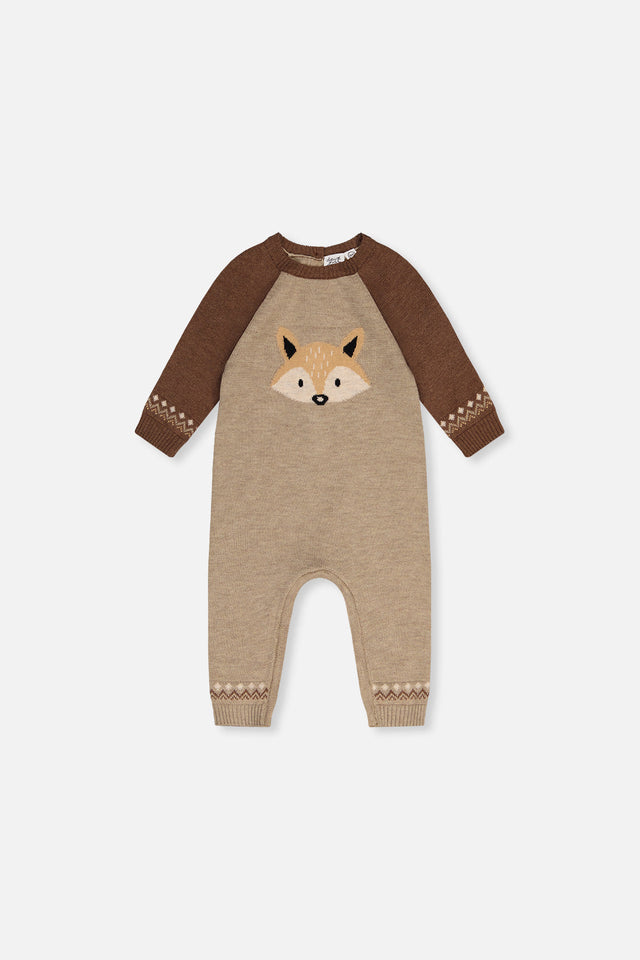 Knitted Intarsia Romper Brown Cinnamon-0