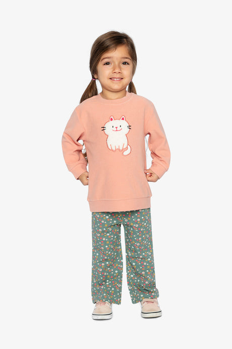 Tunic And Leggings Set Pale Pink And Green Floral Print-2