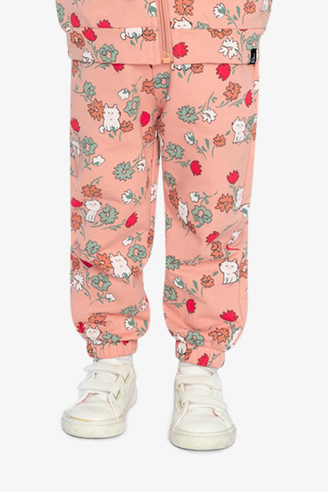 French Terry Sweatpants Pink Cat Print-2