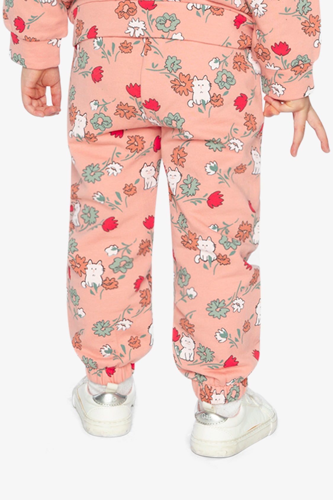 Deux par Deux French Terry Sweatpants Pink Cat Print