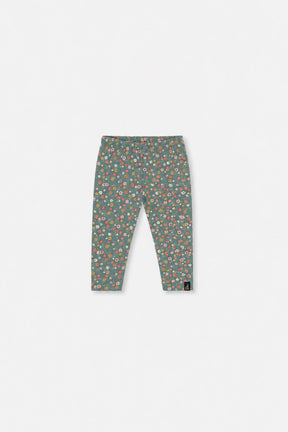 Baby Organic Cotton Leggings Green Floral Print-0
