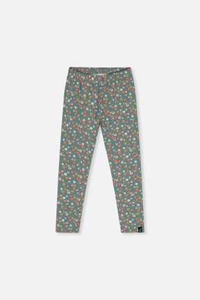 Organic Cotton Leggings Green Floral Print-0