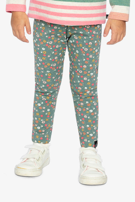 Organic Cotton Leggings Green Floral Print-2