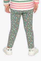 Deux par Deux Organic Cotton Leggings Green Floral Print