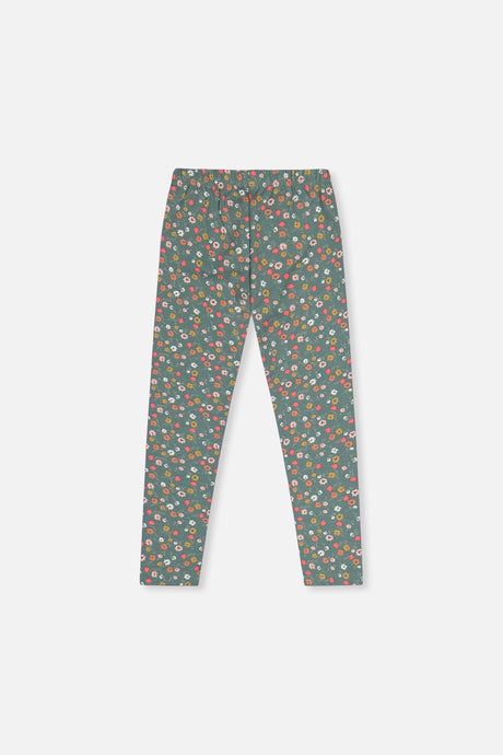 Organic Cotton Leggings Green Floral Print-3