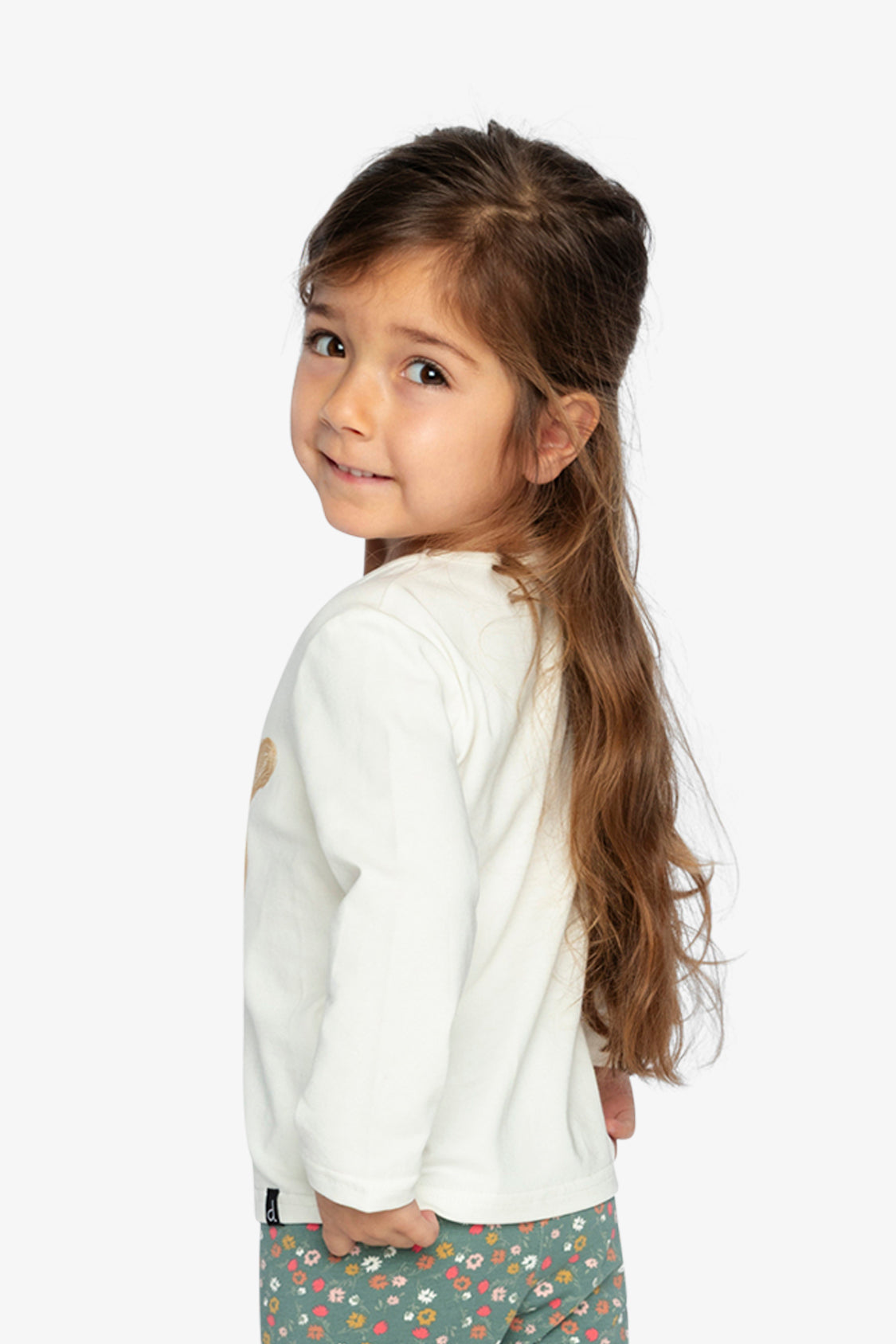 Deux par Deux Organic Cotton Long Sleeve T-Shirt Off-White
