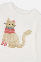 Deux par Deux Organic Cotton Long Sleeve T-Shirt Off-White