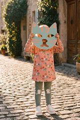 French Terry Dress Pink Cat Print-1