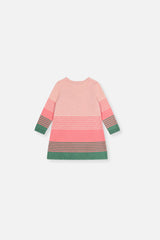 Baby Knitted Stripe Dress Very Pale Pink And Green-1