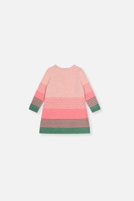 Baby Knitted Stripe Dress Very Pale Pink And Green-1