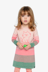 Knitted Stripe Dress Very Pale Pink And Green-1
