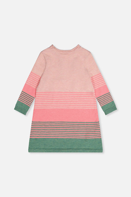 Knitted Stripe Dress Very Pale Pink And Green-2