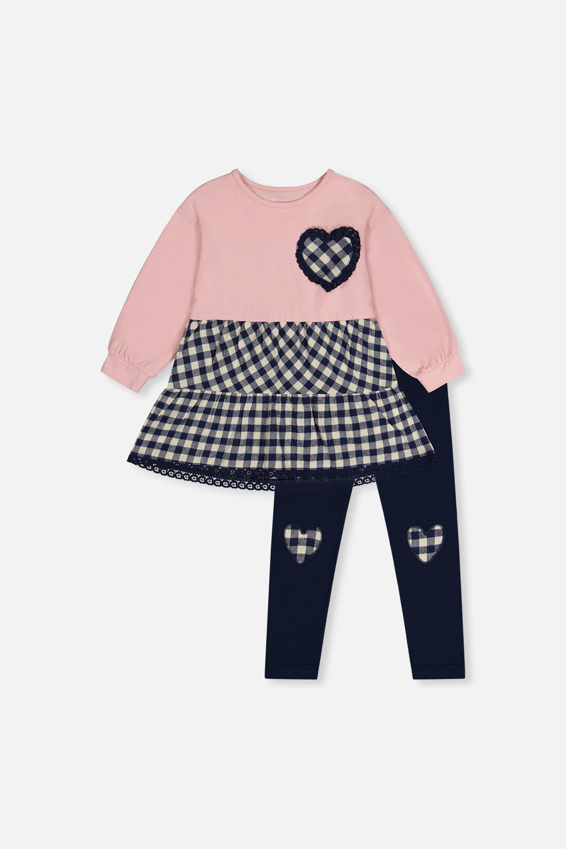 Tunic And Leggings Set Pale Dusty Pink And Navy-0