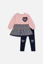 Tunic And Leggings Set Pale Dusty Pink And Navy-0