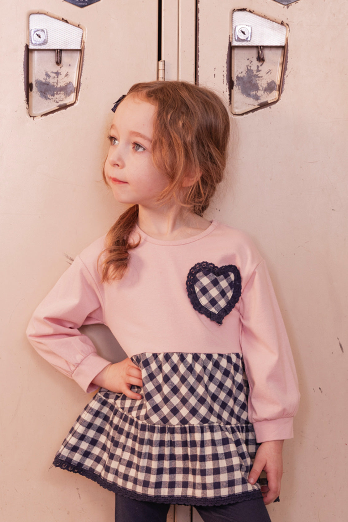 Tunic And Leggings Set Pale Dusty Pink And Navy-2