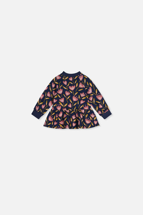 Baby French Terry Top Blue Tulip Print-1
