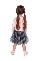 Deux par Deux Cozy Hearts fairy dress in pink and navy, third lookbook view