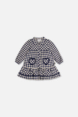 Baby Shirt Dress With Frills Blue And White Gingham Print-0